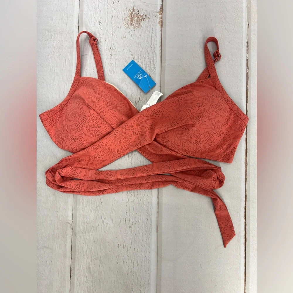 Women Swimsuit Plus Size Bikini Top V Neck Wrapped Adjustable Straps Back Tie 2X